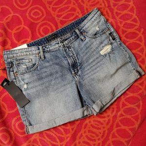 Silver Denim Shorts